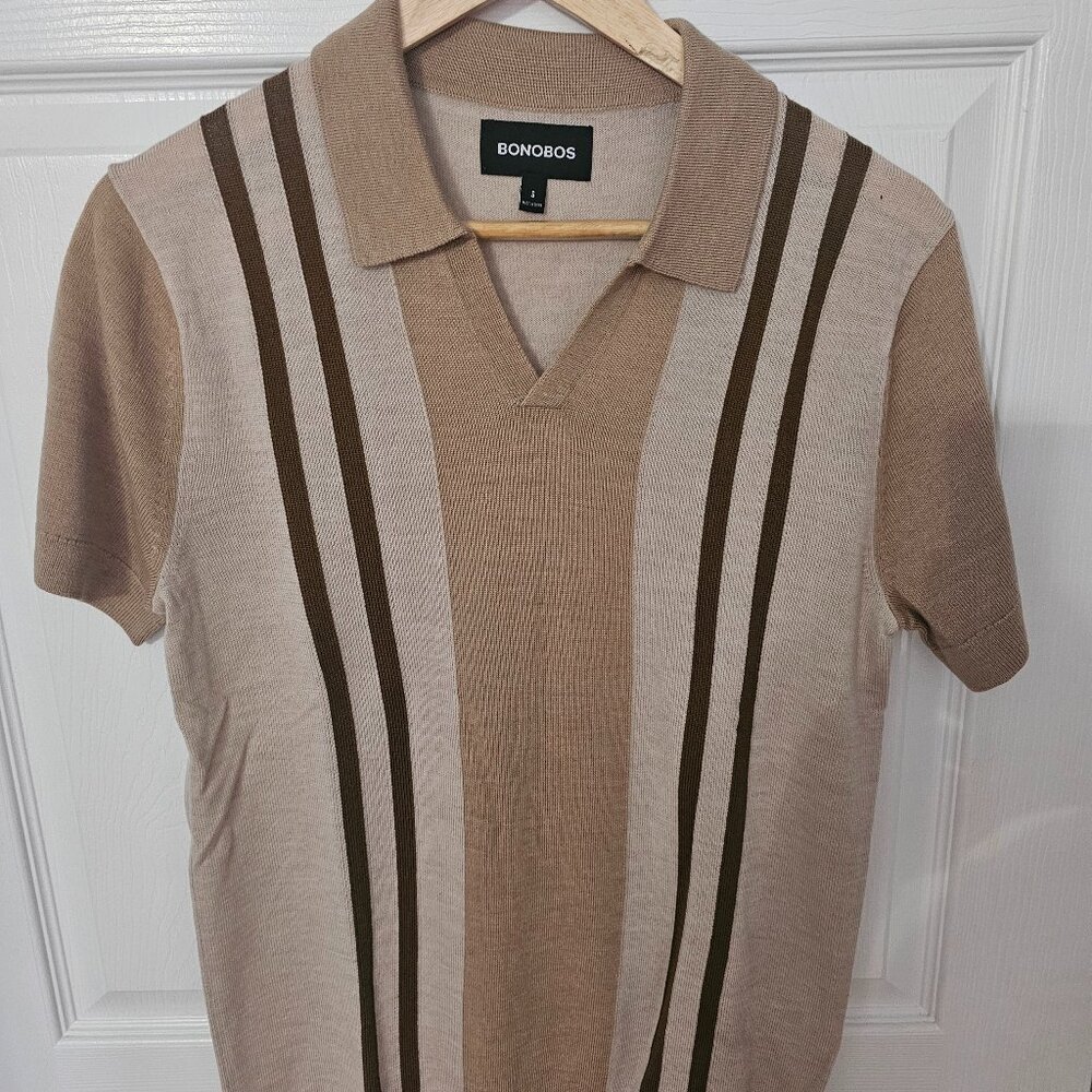 Oatmeal Stripe Merino Sweater Polo